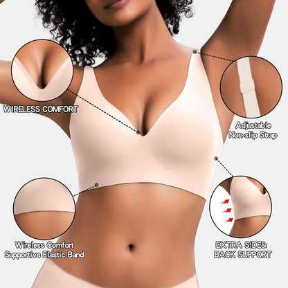 💜LAST DAY-50% OFF💜 Seamless Deep V Wireless Bra – Comfort & Natural Lift Deep V Everyday Bras