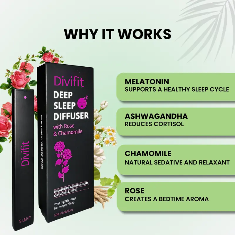 Divifit™ Deep Sleep & Lung Detox Diffuser & Chamomile for Body Detoxification & Tongue Air Freshening Nic-Free Natural