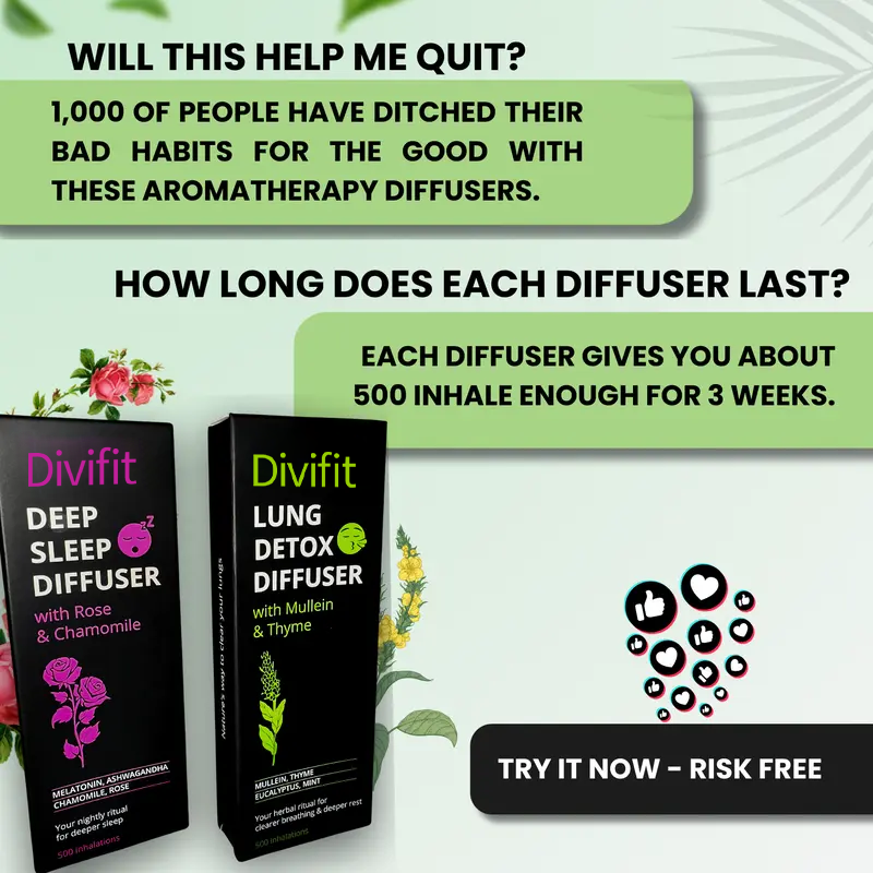 Divifit™ Deep Sleep & Lung Detox Diffuser & Chamomile for Body Detoxification & Tongue Air Freshening Nic-Free Natural